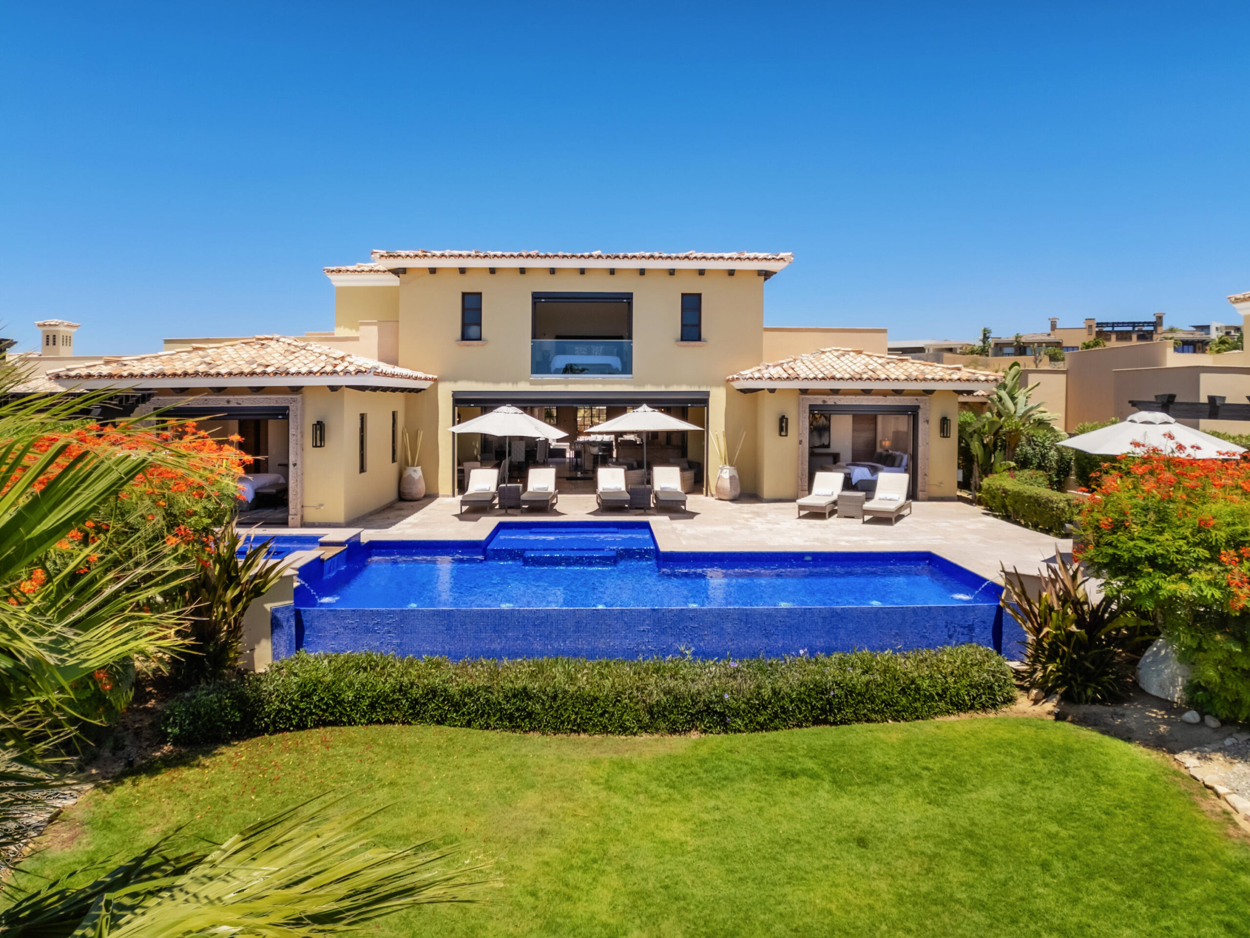 Maravilla Section 4- Las Canadas Discover refined indoor-outdoor living at Cañada 9, set within Querencia, San Jose del Cabo's premier private golf community. Soaring beamed ceilings, walls of pocket glass, and luminous marble floors define an open great room that flows effortlessly to the terrace, infinity-edge pool, and stone-clad water feature -- all framed by panoramic Sea of Cortez and mountain for sale